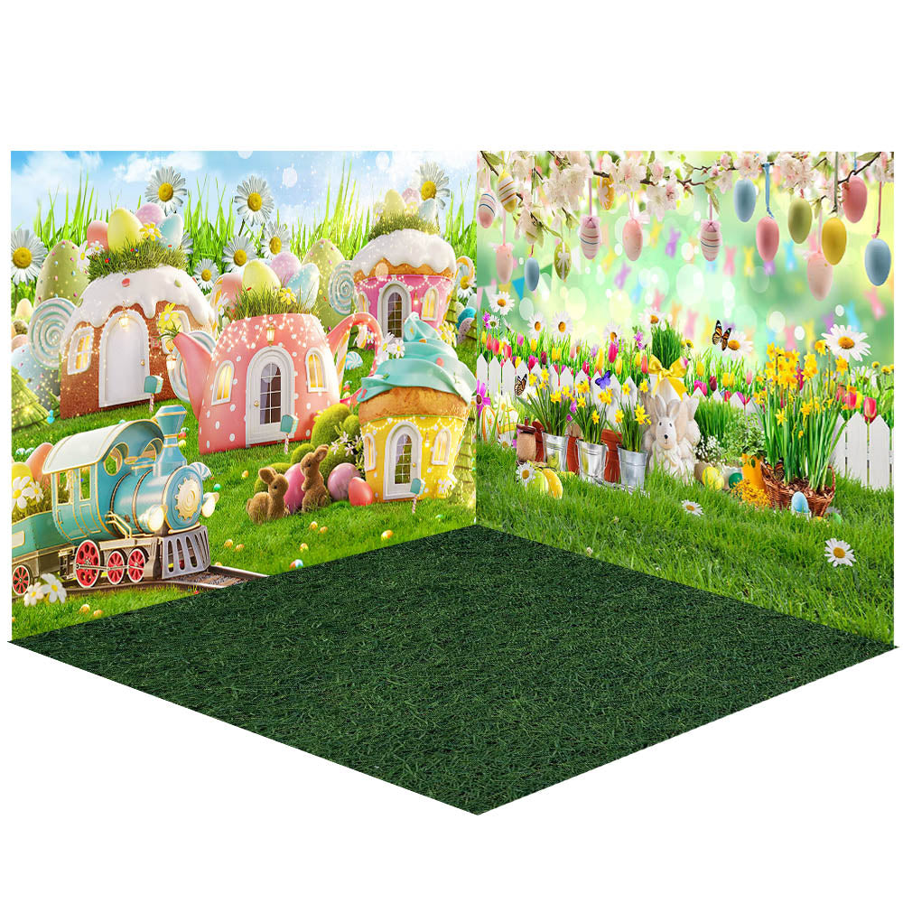 Avezano Spring Easter Theme Photography Backdrop Room Set-AVEZANO
